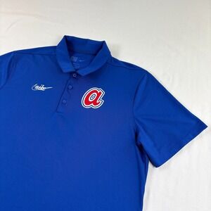 Atlanta Braves Nike Shirt Mens XL Blue Polo Dri Fit Cooperstown Classic MLB
